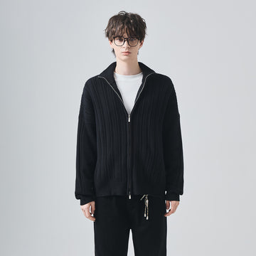 Men's Loose High-Collar Knit Cardigan Jacket