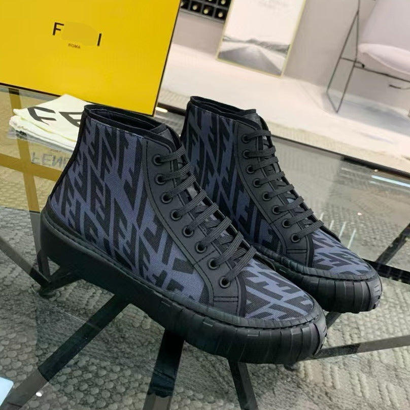 Men's High-Top Panel Leather Sneakers