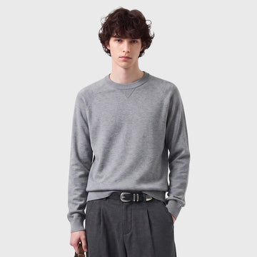 Men's Loose Round-Neck Knit Pullover Sweater 2606B
