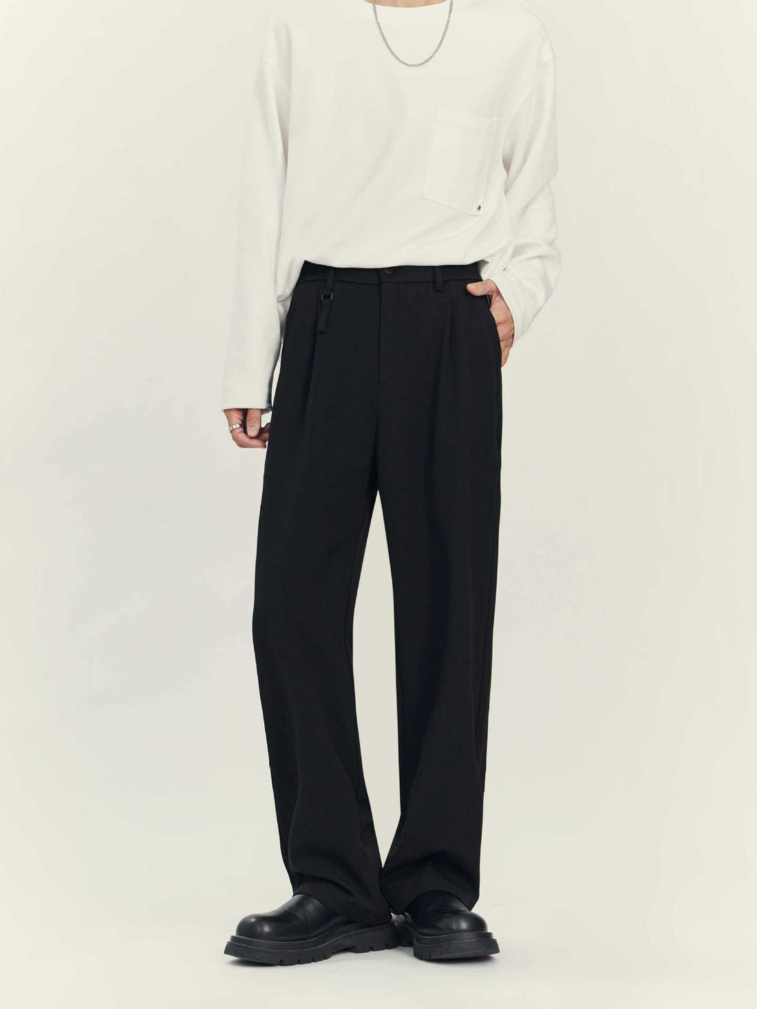 Men's Business Casual Drapey Dress Pants, Straight-Leg Trousers