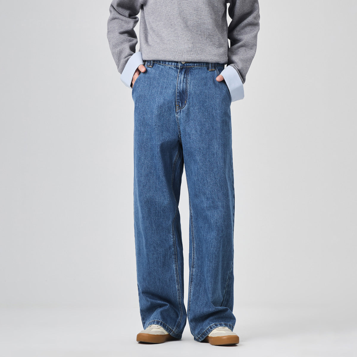Men's Loose Wide-Leg Denim Trousers