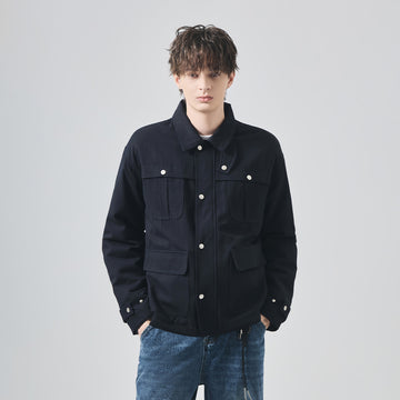 Men's Loose Thickened Quilted Work Jacket with Lapel Collar