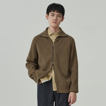 Men's Thick Loose Raglan-Sleeve Knit Cardigan Jacket