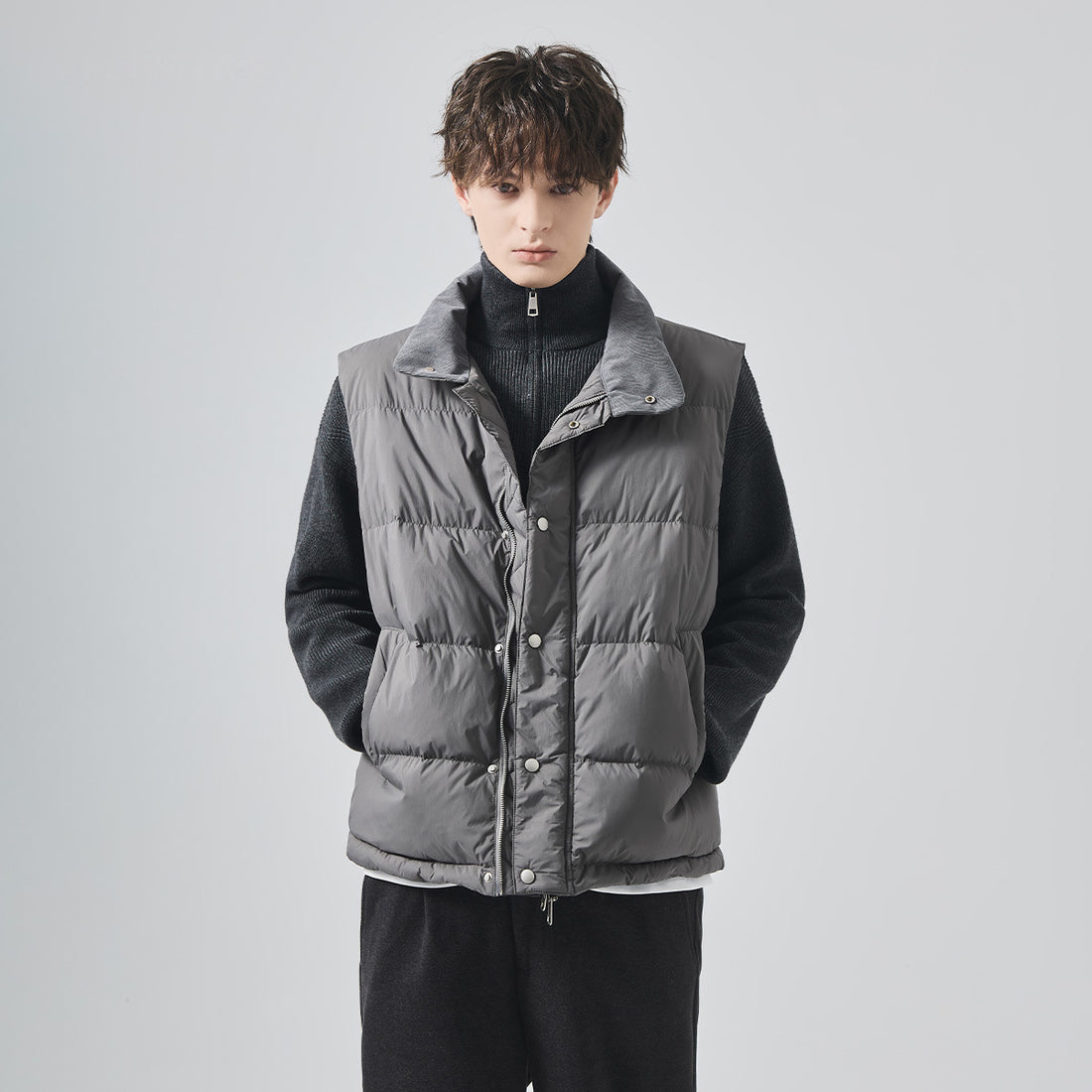 Men's Loose Stand-Collar White Duck Down Vest