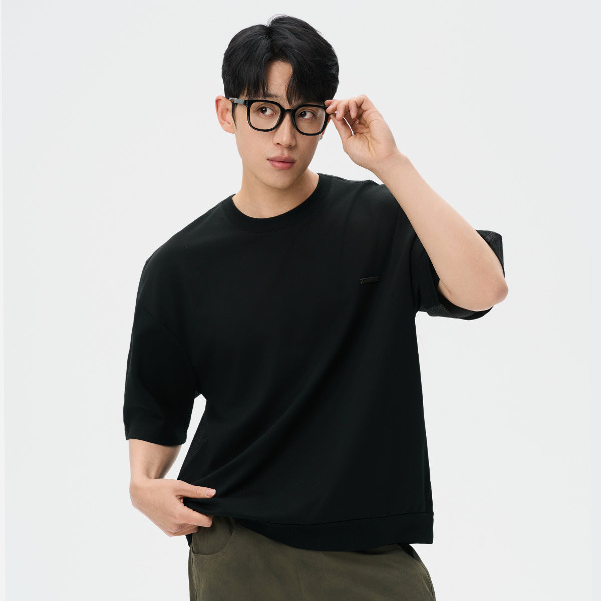 Men's Denim-Panel Colorblock T-Shirt