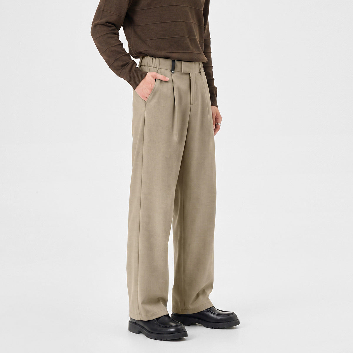 Men's Loose Straight-Leg Business Casual Trousers, Drapey and Wrinkle-Resistant