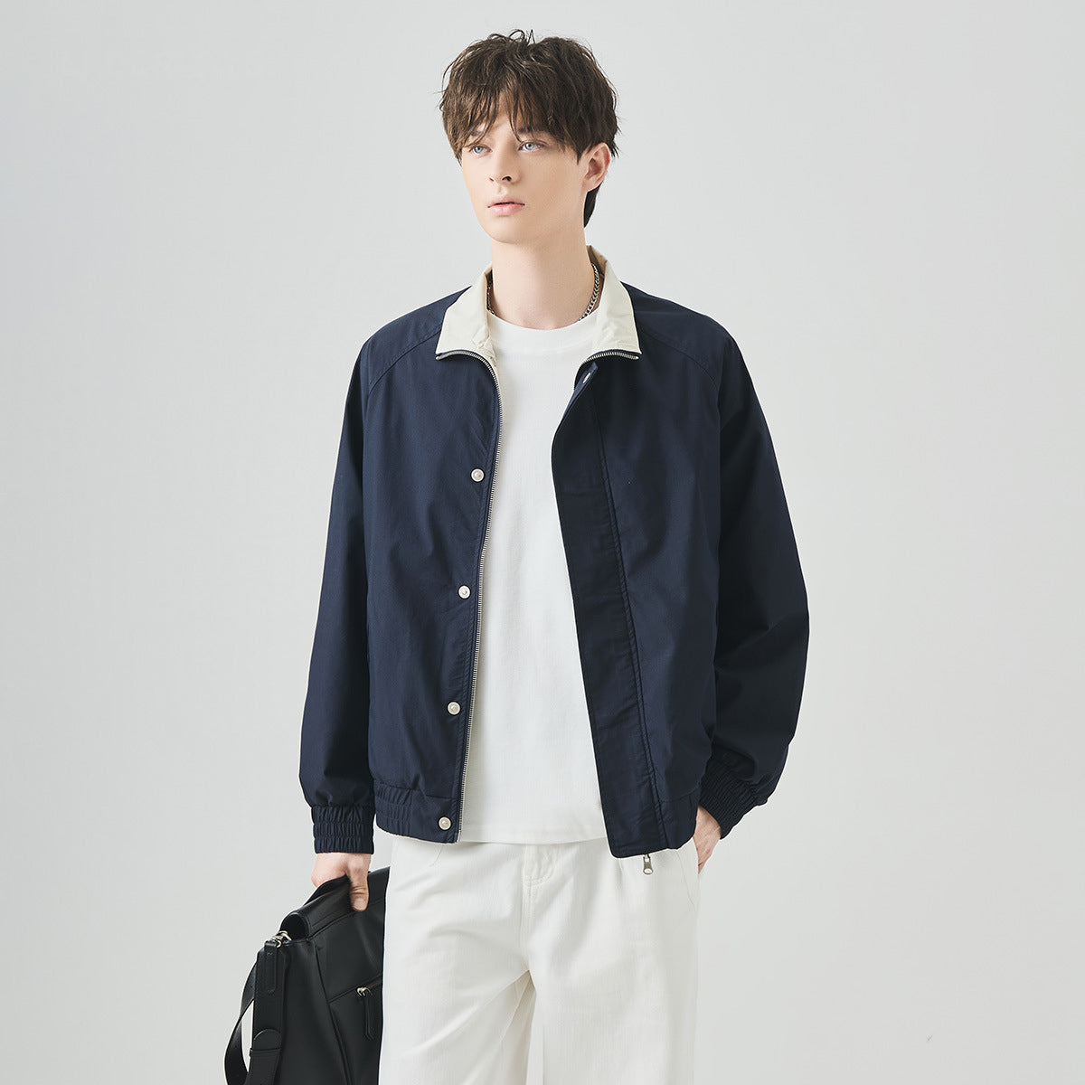 Men's Loose Reversible Stand-Collar Zip-Up Jacket