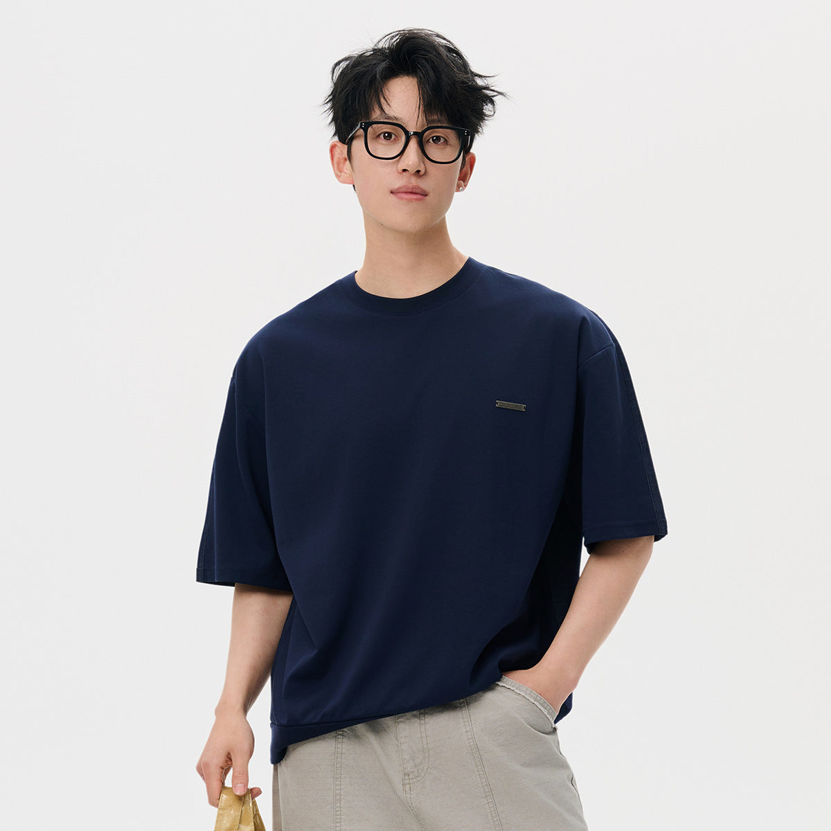 Men's Denim-Panel Colorblock T-Shirt