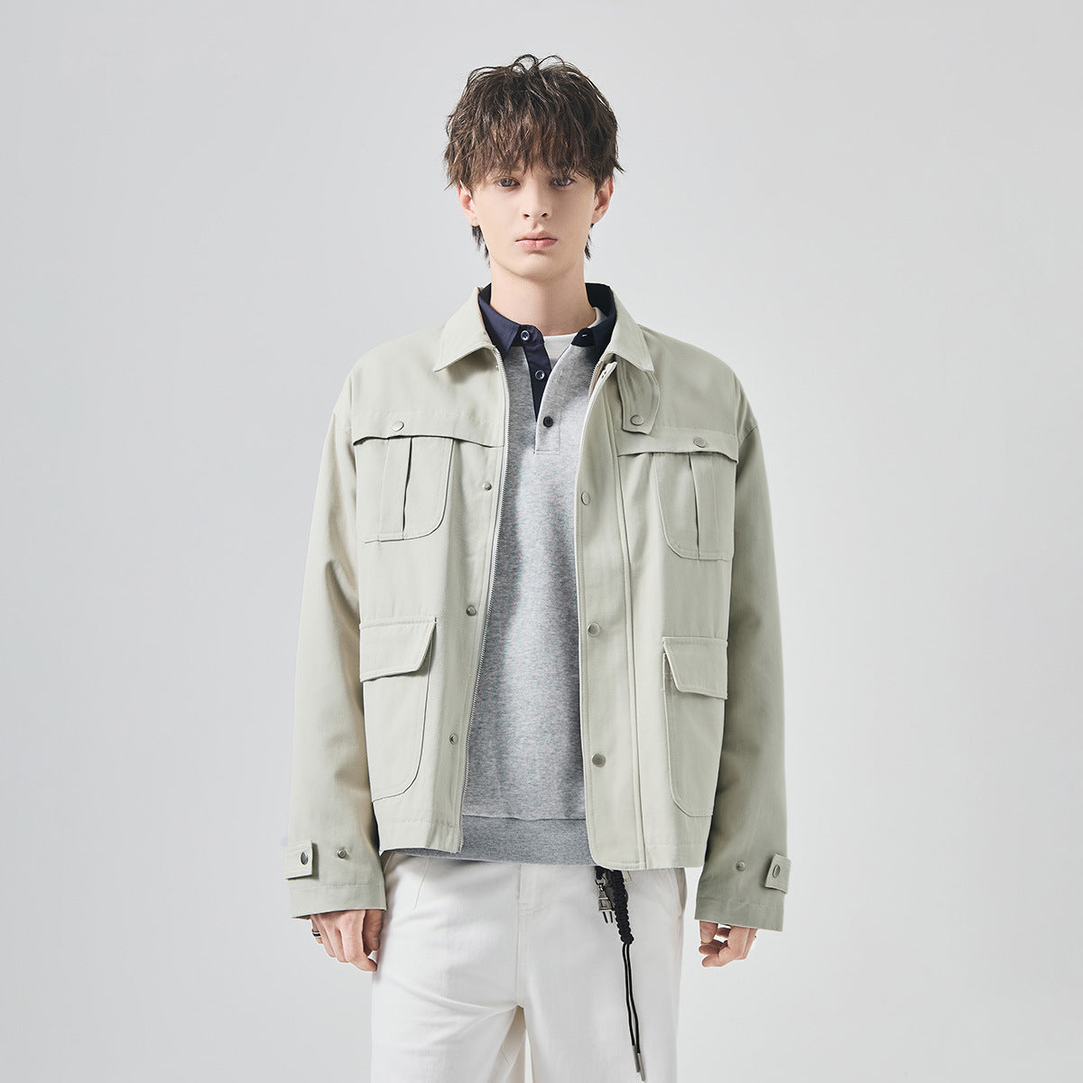 Men's Loose Thickened Quilted Work Jacket with Lapel Collar