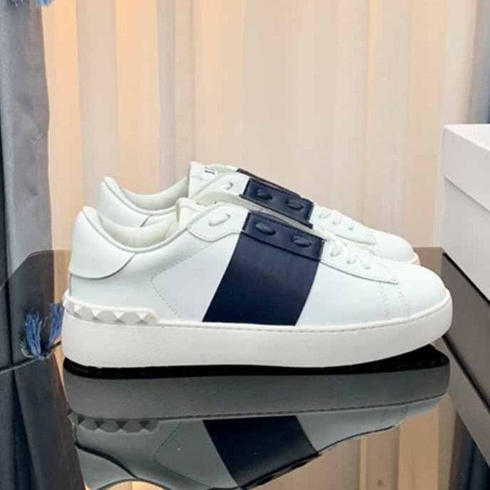 Men's Low-Top Studded Color-Block Leather Sneakers