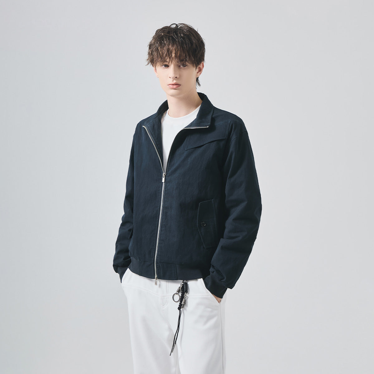 Men's Loose Thickened Stand-Collar Zip-Up Jacket