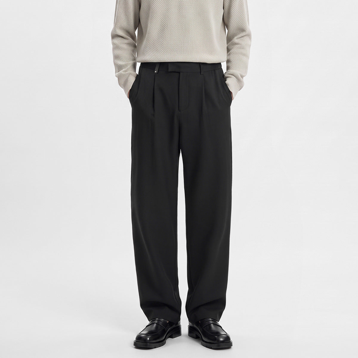 Men's Loose Straight-Leg Business Casual Trousers, Drapey and Wrinkle-Resistant