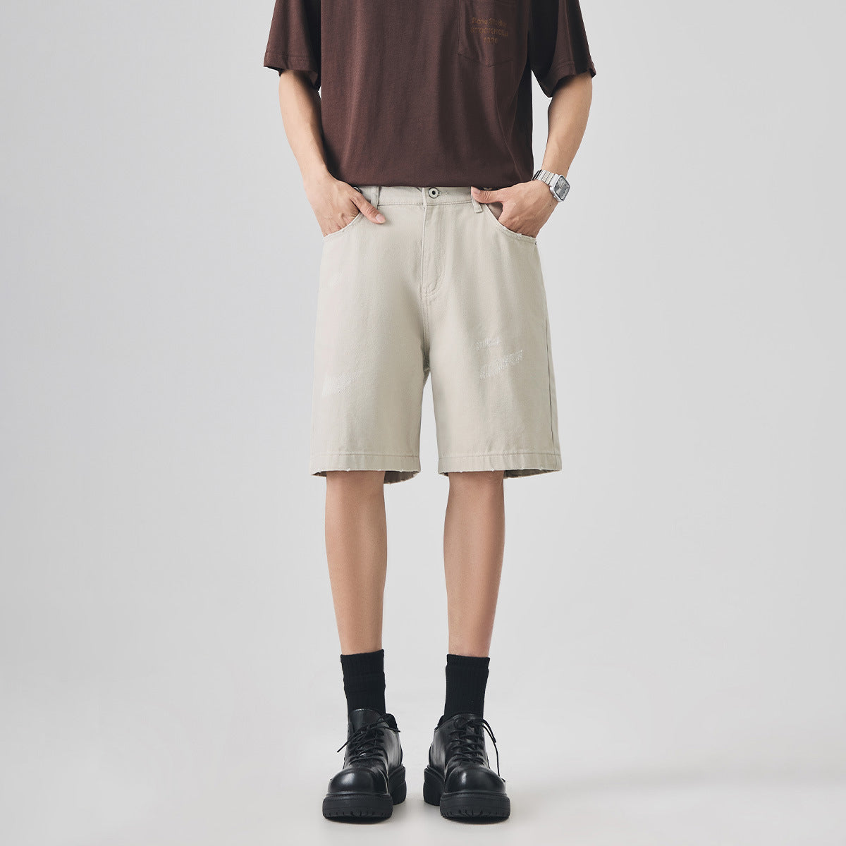 Men's Cotton Distressed Shorts