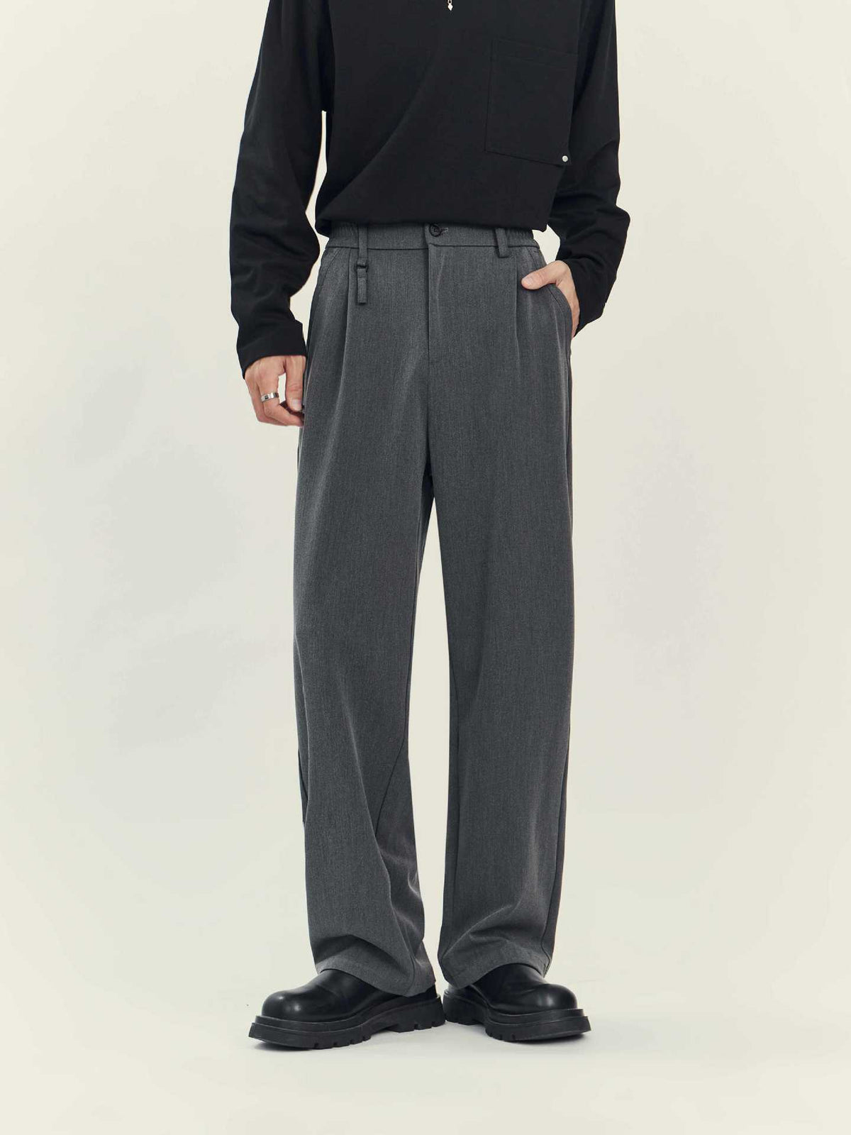 Men's Business Casual Drapey Dress Pants, Straight-Leg Trousers