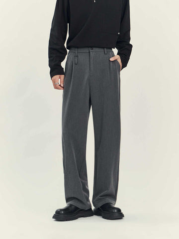 Men's Business Casual Drapey Dress Pants, Straight-Leg Trousers