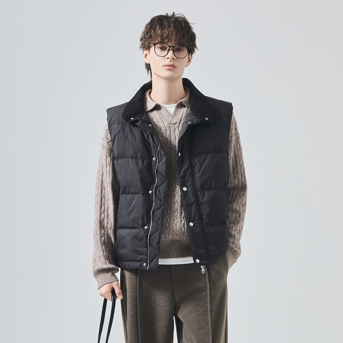 Men's Loose Stand-Collar White Duck Down Vest