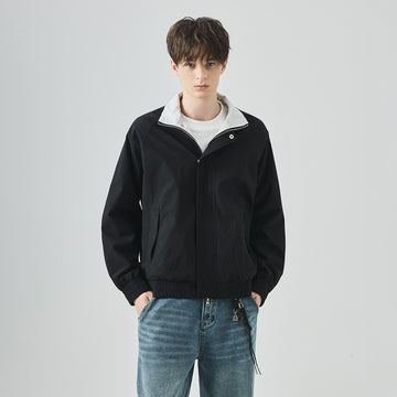 Men's Loose Reversible Stand-Collar Zip-Up Jacket