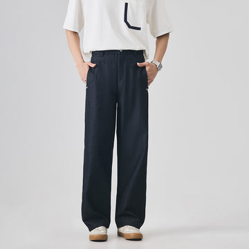 Men's Loose Casual Long Pants, Thin Summer Style with Metal Details