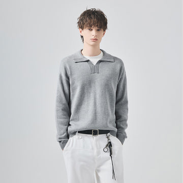 Men's Loose Polo Collar Knit Sweater
