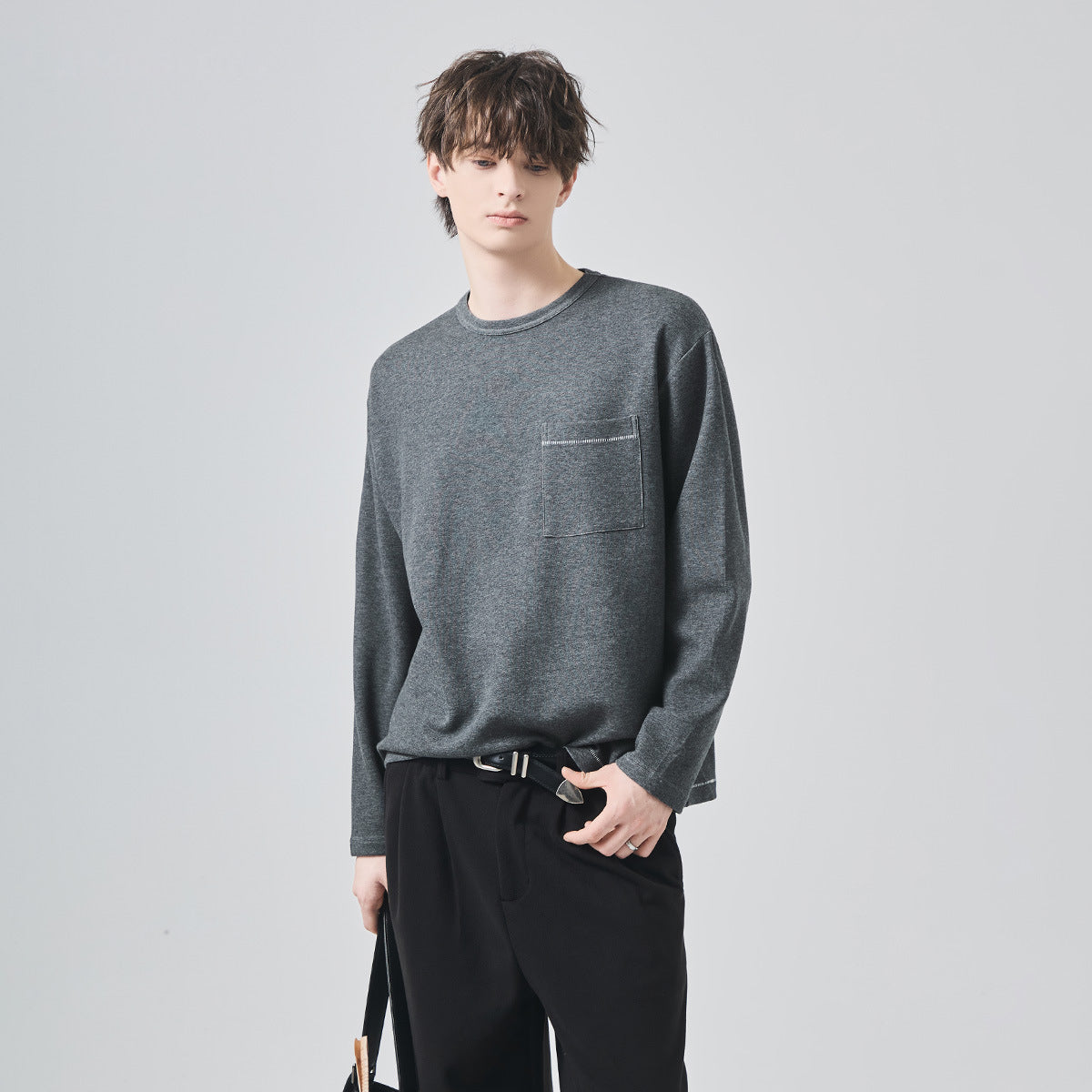 Men's Brushed Pocket Long Sleeve T-Shirt