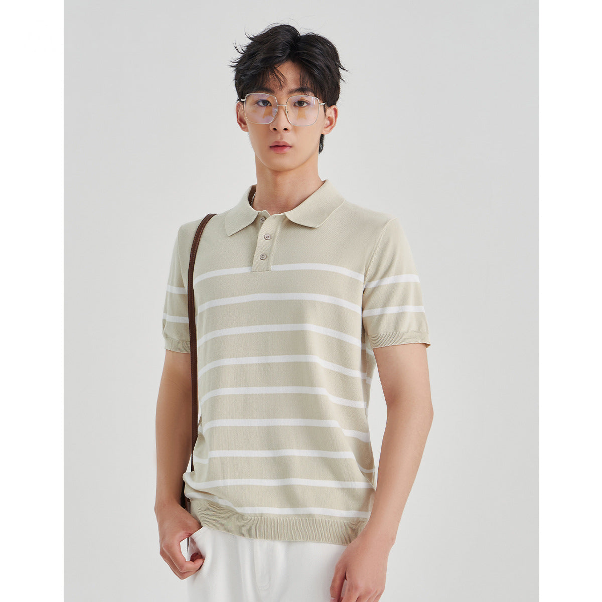 Men's Slim Fit Striped Knit Polo Shirt