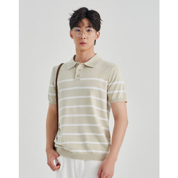 Men's Slim Fit Striped Knit Polo Shirt
