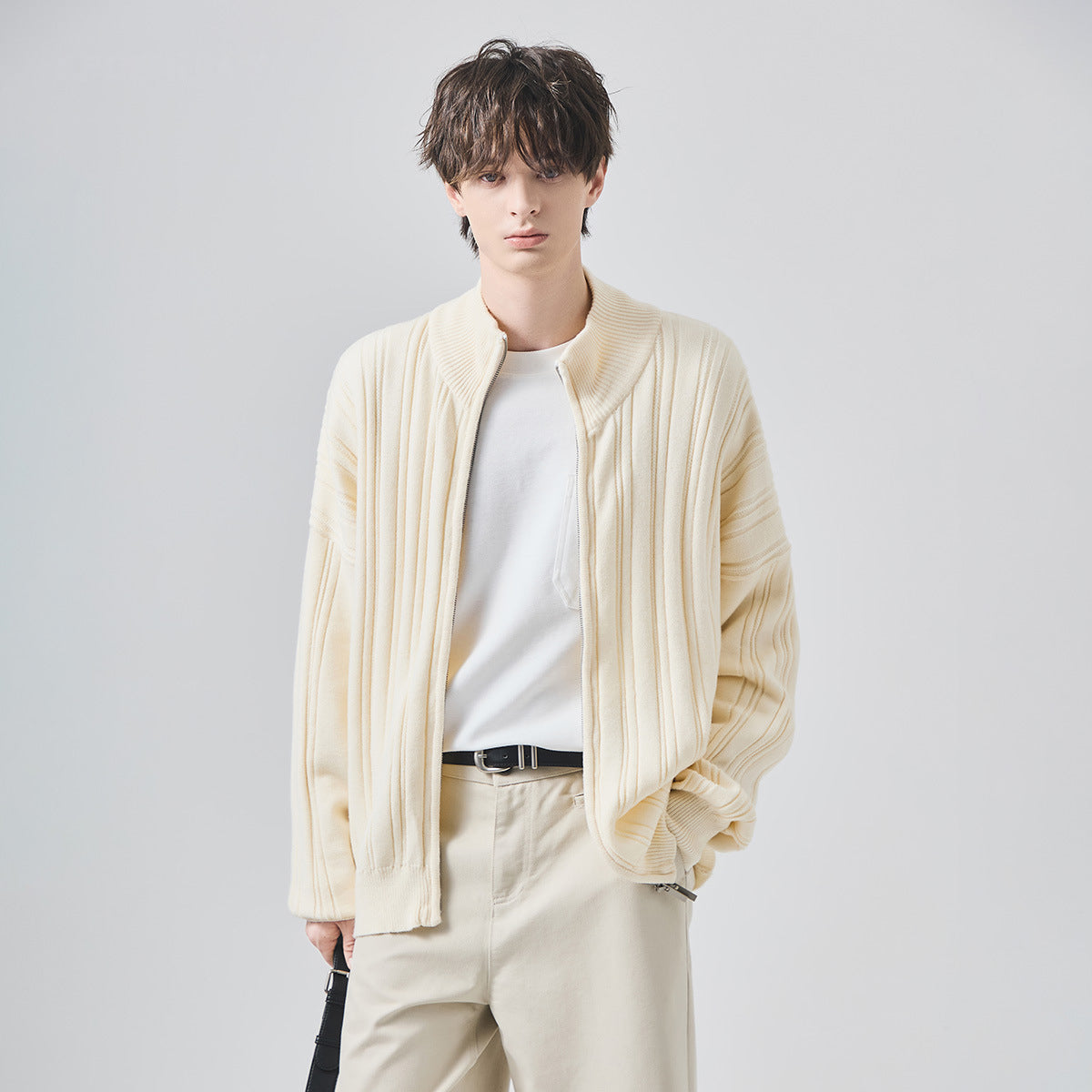 Men's Loose High-Collar Knit Cardigan Jacket