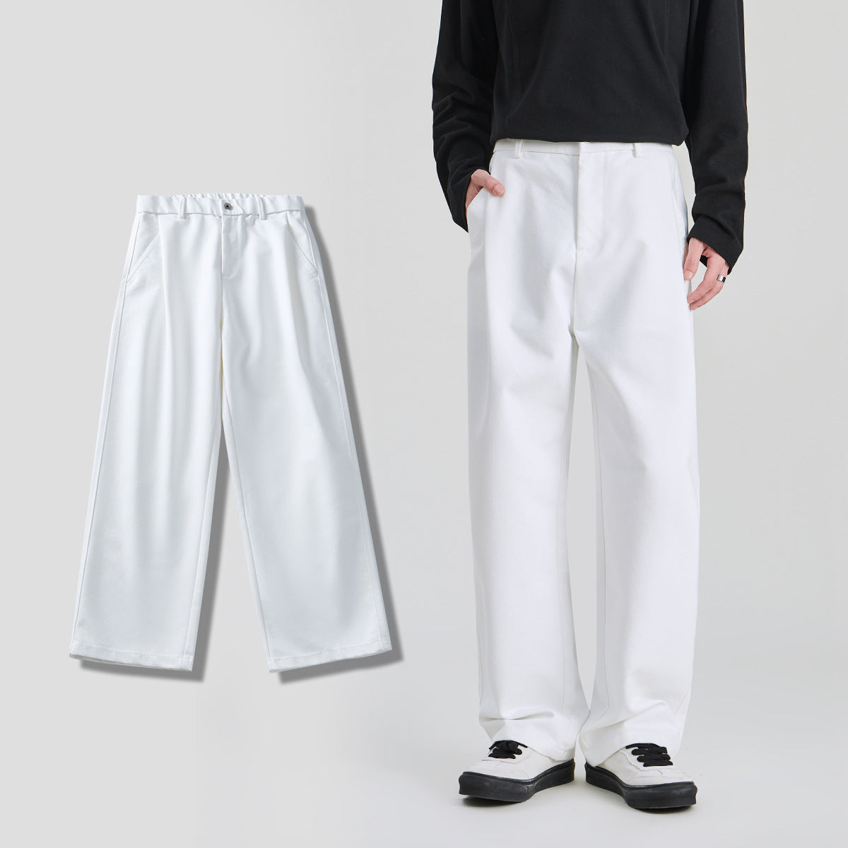 Men's Loose Wide-Leg Pleated Trousers