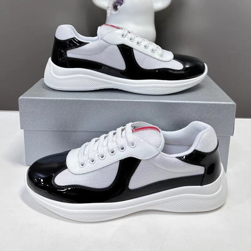 Men's Leather Panel Running-Style Sneakers