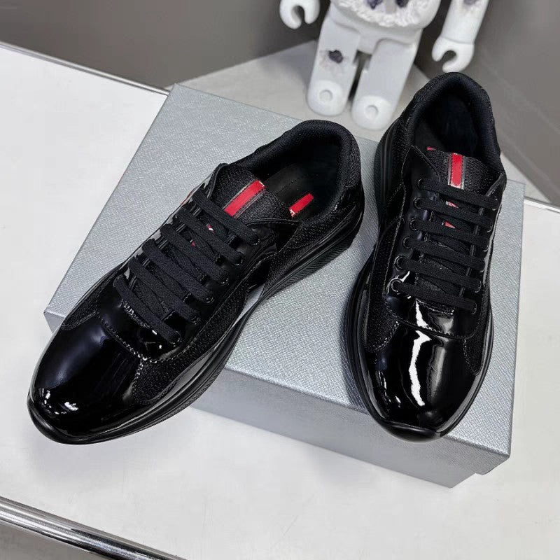 Men's Leather Panel Running-Style Sneakers