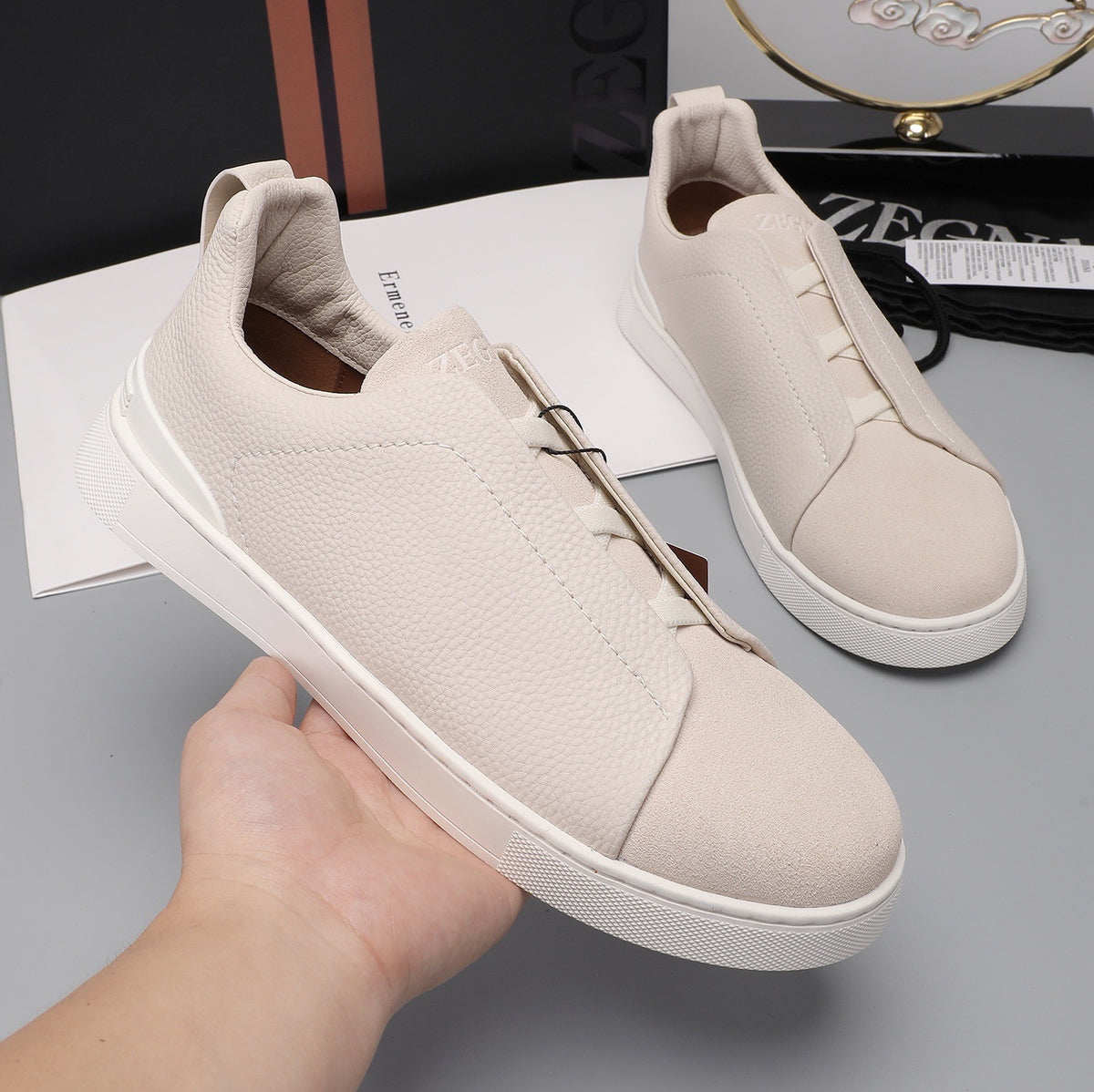 Men's Classic Elastic-Band Leather Loafers