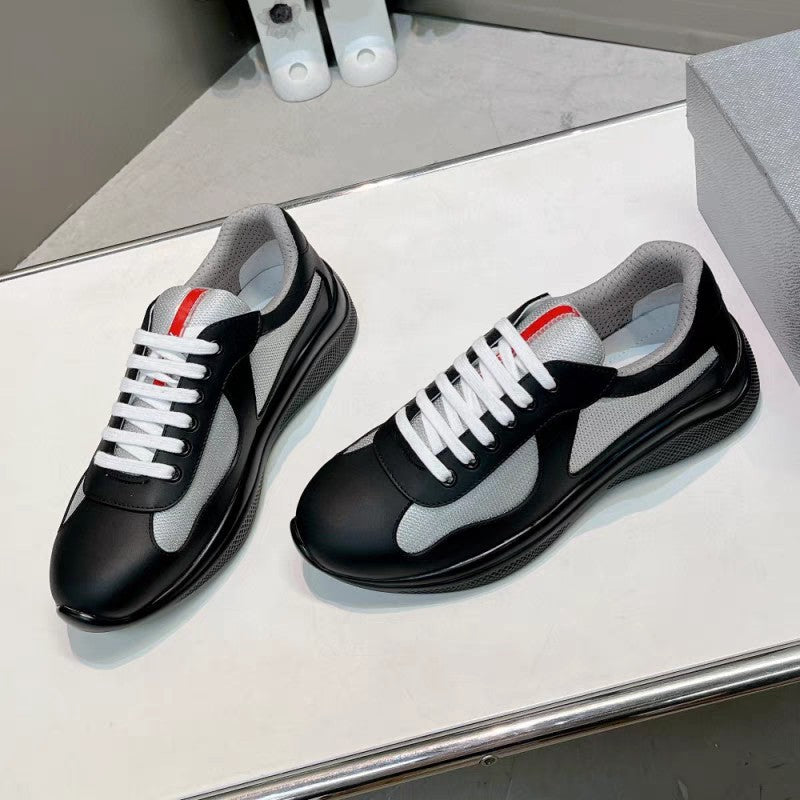 Men's Leather Panel Running-Style Sneakers