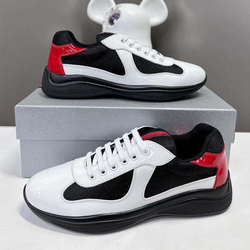 Men's Leather Panel Running-Style Sneakers
