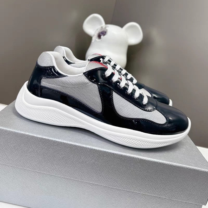 Men's Leather Panel Running-Style Sneakers