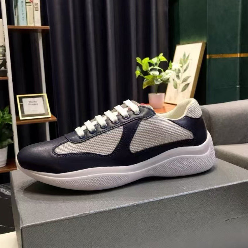 Men's Leather Panel Running-Style Sneakers