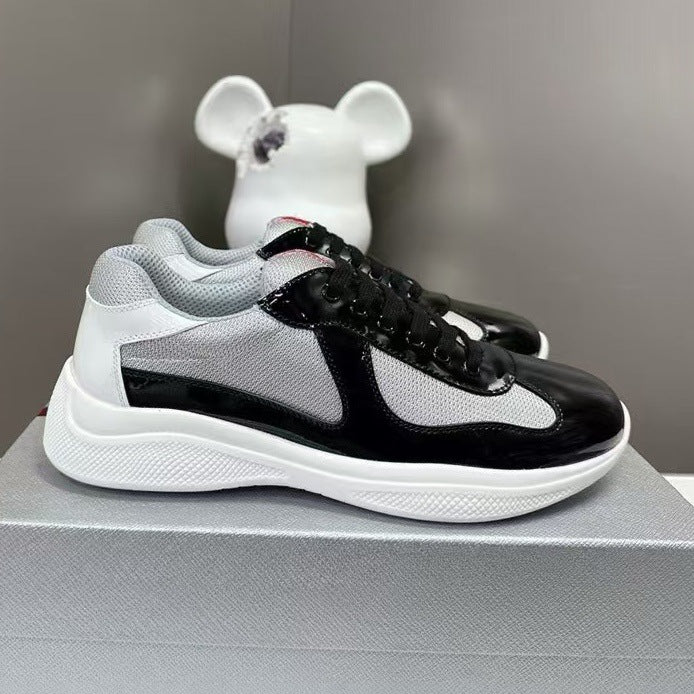 Men's Leather Panel Running-Style Sneakers
