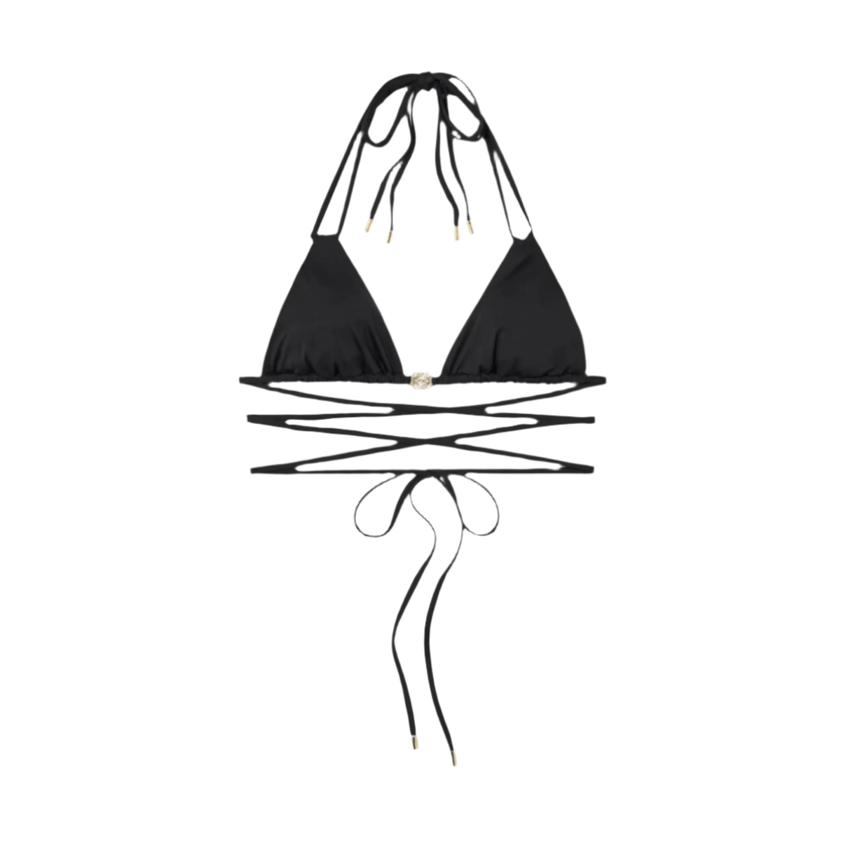 Loewe Bikini For Women Swimsuit Black Plain Triangle Bra With Sliding Cups