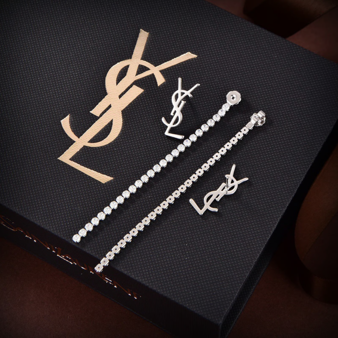 YSL Sparkling Crystal Drop Earrings