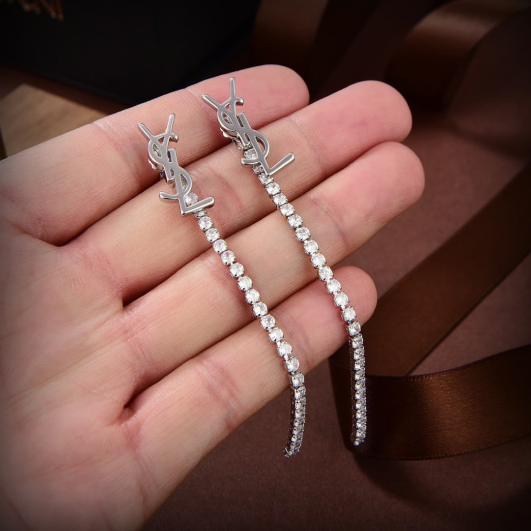 Yves Saint Laurent Sparkling Crystal Drop Earrings