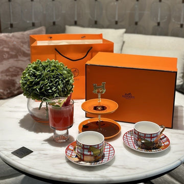 Hermès Home Collection New Afternoon Tea Coffee Cup Dessert Plate Set Of 3