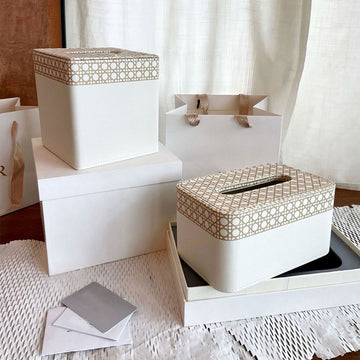 Christian Dior Leather Rectangular Cannage Pattern Cardboard Box Tissue Holder