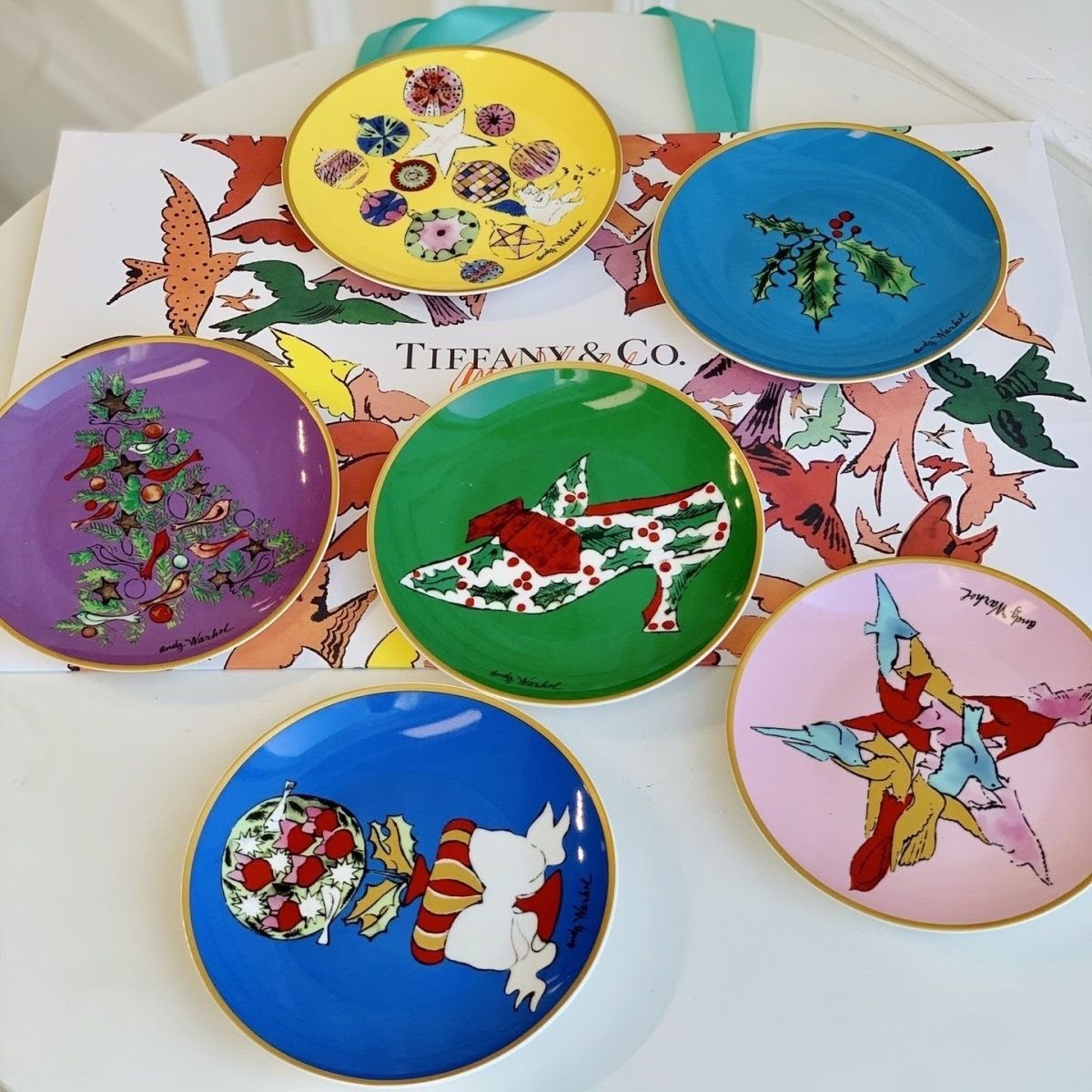 Tiffany & Co. x Andy Warhol Festive Bone China Set of 6 Dessert Plates