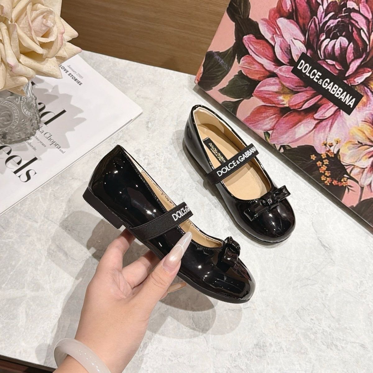 Dolce & Gabbana Patent leather ballet flats with elastic