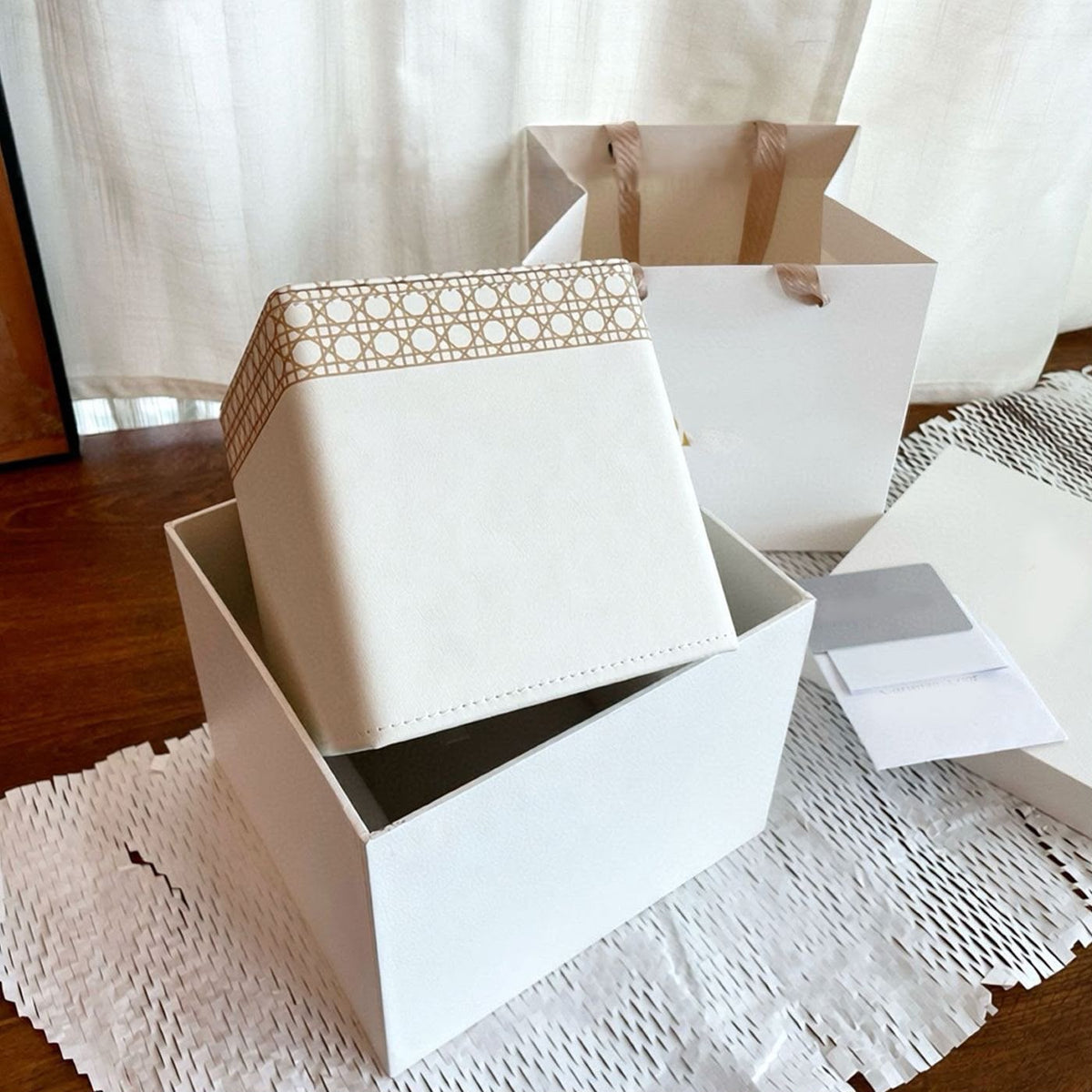 Christian Dior Leather Rectangular Cannage Pattern Cardboard Box Tissue Holder