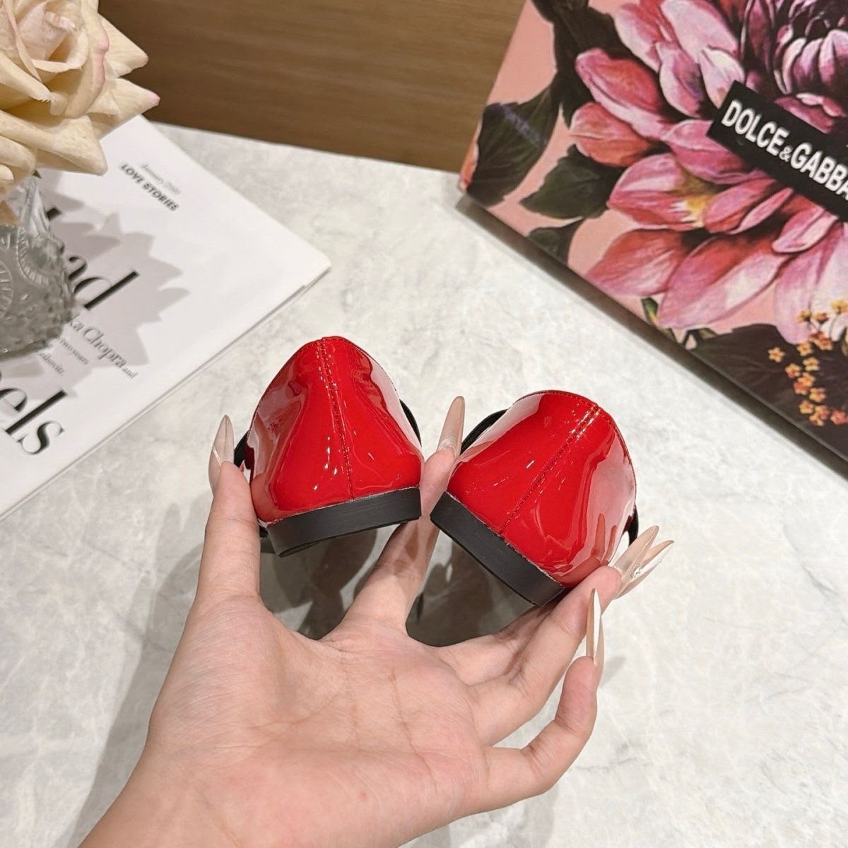 Dolce & Gabbana Patent leather ballet flats with elastic