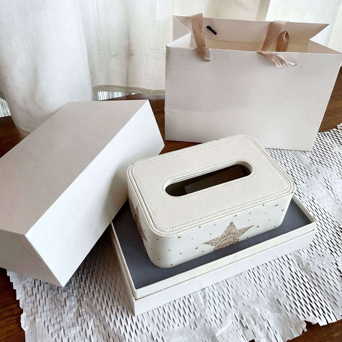 Christian Dior Leather Rectangular Cannage Pattern Cardboard Box Tissue Holder