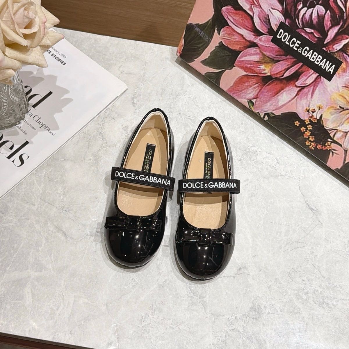 Dolce & Gabbana Patent leather ballet flats with elastic