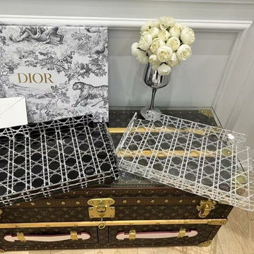 Christian Dior Checkered Pattern American Style Square Acrylic Resin Dishwasher Safe Transparent Glass Storage Tray