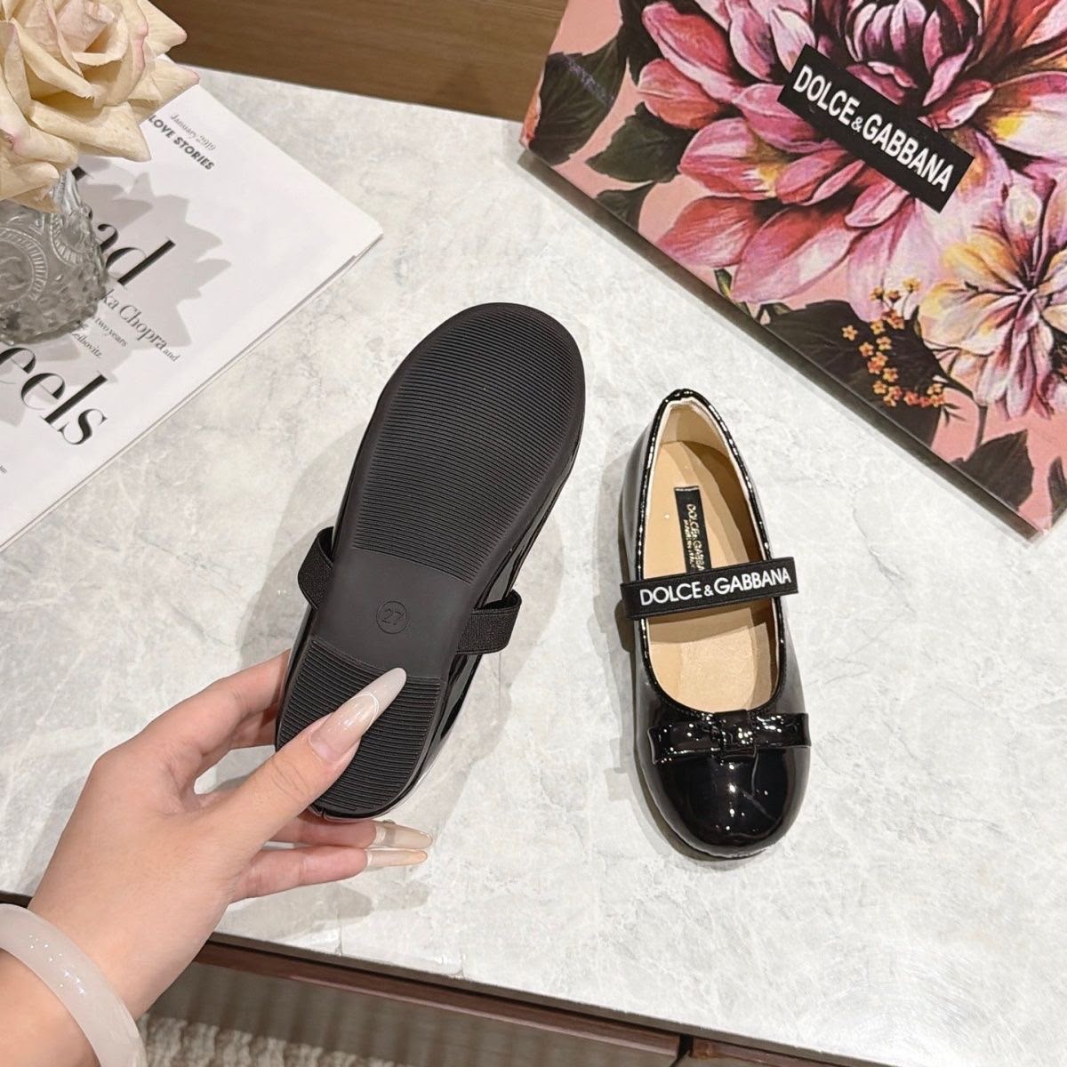 Dolce & Gabbana Patent leather ballet flats with elastic