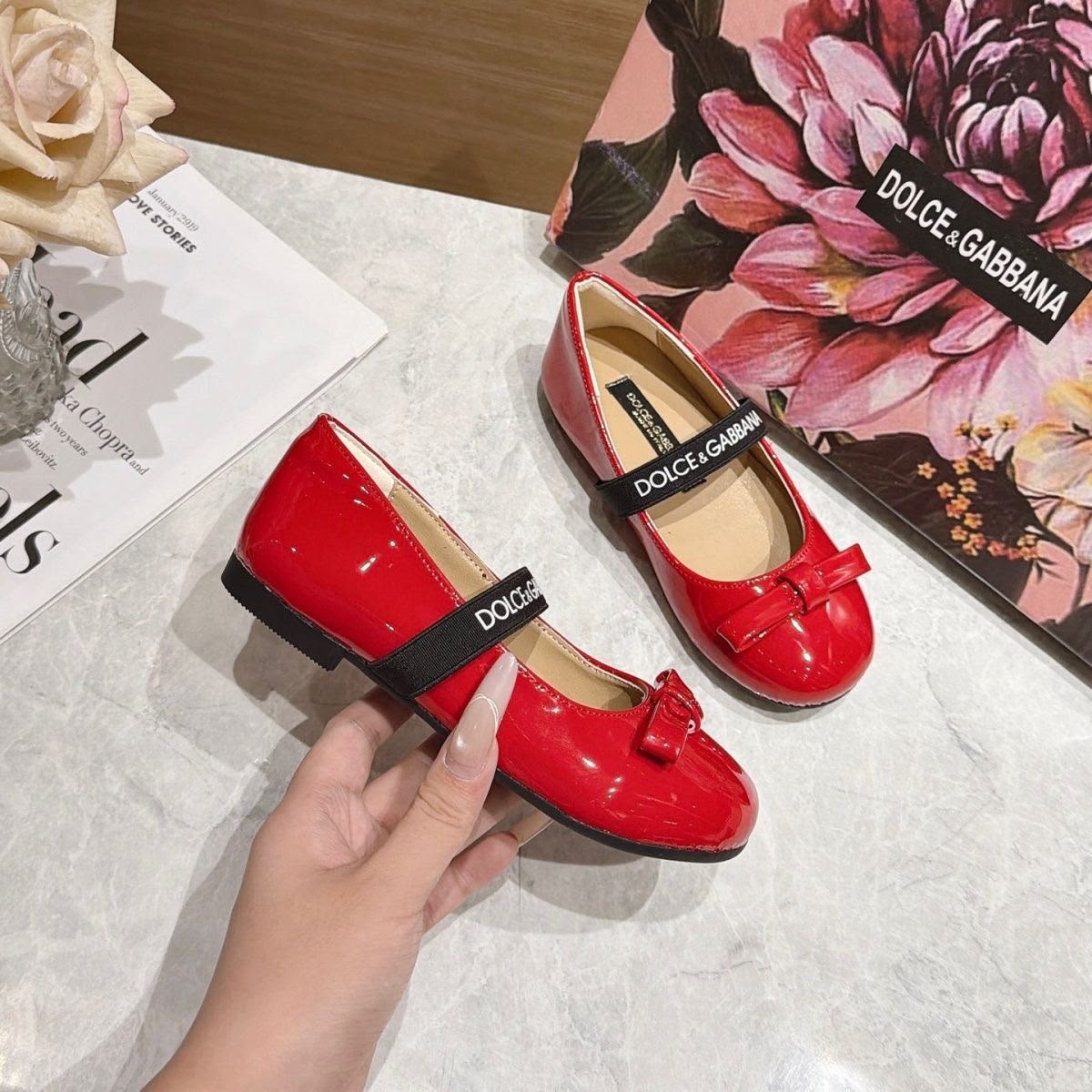 Dolce & Gabbana Patent leather ballet flats with elastic
